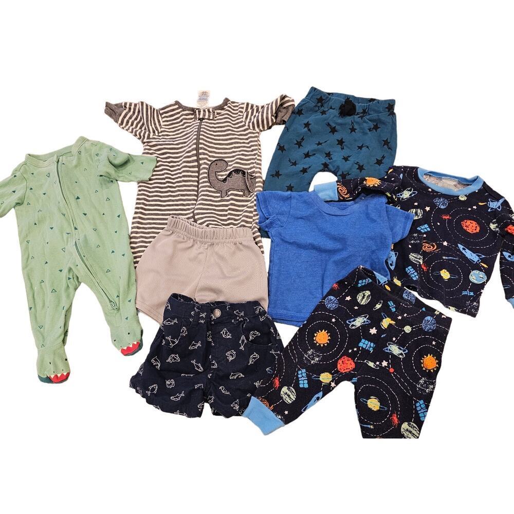 Boys 0-3 Months Pajamas Tops Pants Jacket Mixed Brands Lot 8